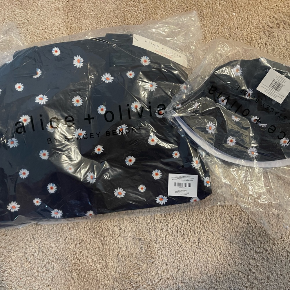 Alice and Olivia duffel bag and matching bucket hat